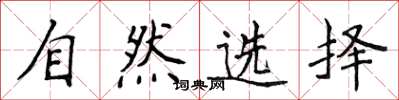 侯登峰自然选择楷书怎么写