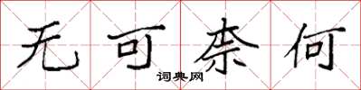 袁强无可柰何楷书怎么写