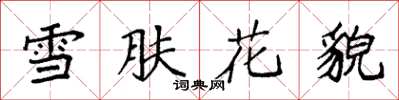 袁强雪肤花貌楷书怎么写