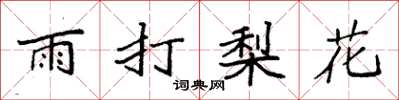 袁强雨打梨花楷书怎么写