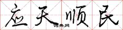 曾庆福应天顺民行书怎么写