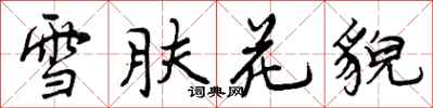 曾庆福雪肤花貌行书怎么写