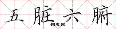 田英章五脏六腑楷书怎么写