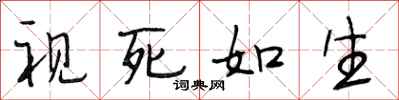 段相林视死如生行书怎么写