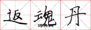 侯登峰返魂丹楷书怎么写