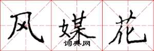 侯登峰风媒花楷书怎么写
