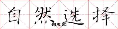 黄华生自然选择楷书怎么写