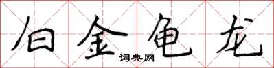 侯登峰白金龟龙楷书怎么写