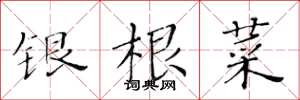 黄华生银根菜楷书怎么写