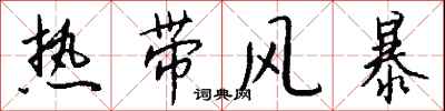 钱沛云热带风暴行书怎么写