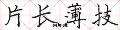 骆恒光片长薄技楷书怎么写