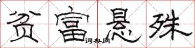 骆恒光贫富悬殊隶书怎么写