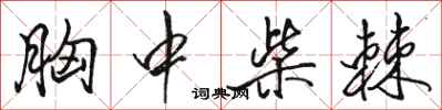 骆恒光胸中柴棘行书怎么写