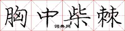 庞中华胸中柴棘楷书怎么写