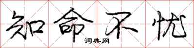 庞中华知命不忧行书怎么写