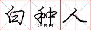 庞中华白种人行书怎么写
