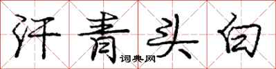 庞中华汗青头白行书怎么写