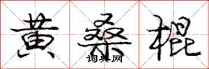 庞中华黄桑棍行书怎么写