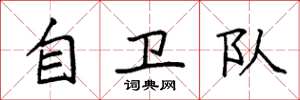 袁强自卫队楷书怎么写