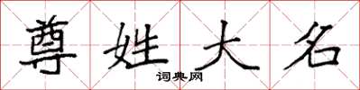 袁强尊姓大名楷书怎么写