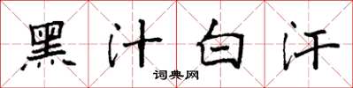 袁强黑汁白汗楷书怎么写