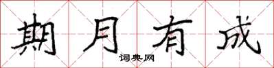 袁强期月有成楷书怎么写