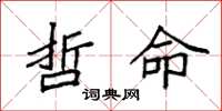 袁强哲命楷书怎么写