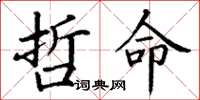 丁谦哲命楷书怎么写
