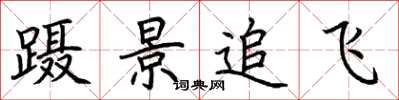 荆霄鹏蹑景追飞楷书怎么写