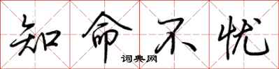 荆霄鹏知命不忧行书怎么写