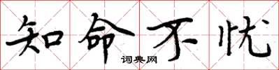 周炳元知命不忧楷书怎么写