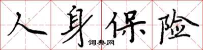 周炳元人身保险楷书怎么写