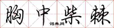 荆霄鹏胸中柴棘行书怎么写