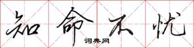 田英章知命不忧行书怎么写