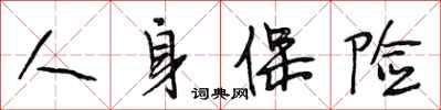 段相林人身保险行书怎么写