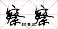 段相林察察行书怎么写