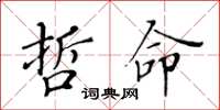 黄华生哲命楷书怎么写