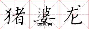 黄华生猪婆龙楷书怎么写