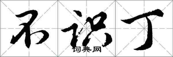 胡问遂不识丁行书怎么写