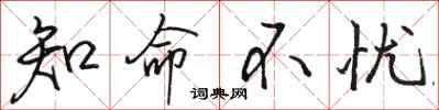 骆恒光知命不忧行书怎么写