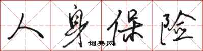 骆恒光人身保险行书怎么写