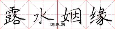 侯登峰露水姻缘楷书怎么写