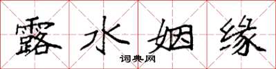 袁强露水姻缘楷书怎么写