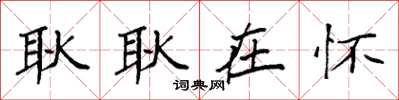 袁强耿耿在怀楷书怎么写