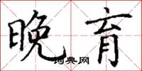 丁谦晚育楷书怎么写