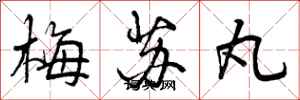曾庆福梅苏丸行书怎么写