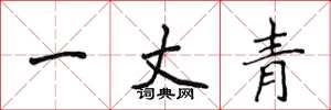 侯登峰一丈青楷书怎么写