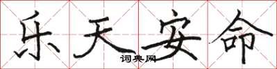 骆恒光乐天安命楷书怎么写