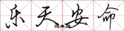 骆恒光乐天安命行书怎么写